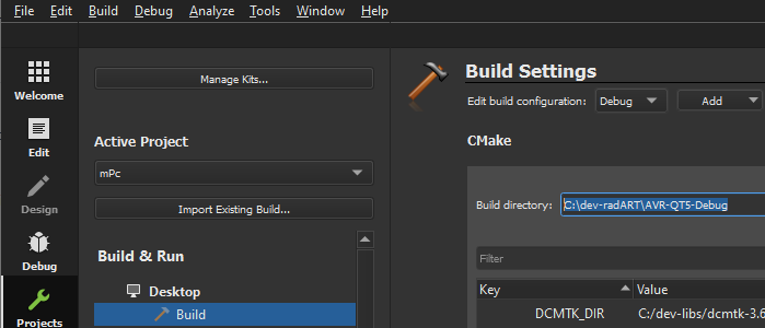 In Qt Creator under Projects enable previously added ninja kit. Be careful to set Build directory to the existing folder.